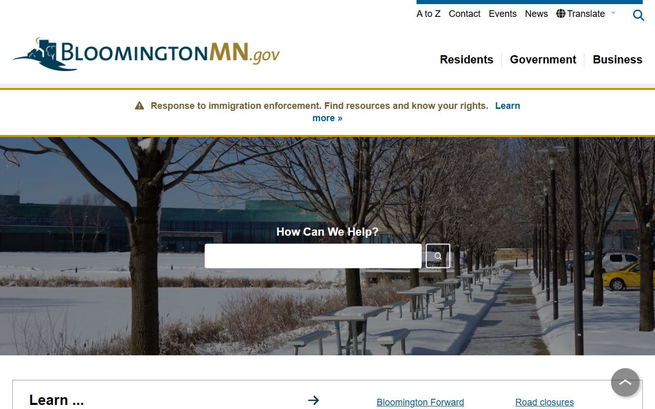City of Bloomington website for residents directory records