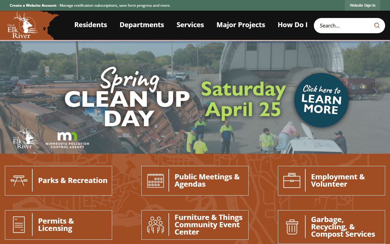 City of Elk River website for Elk River residents directory lookups