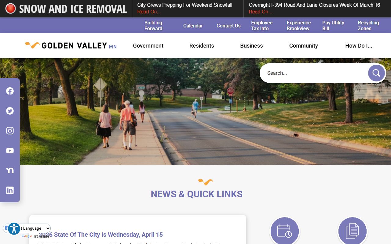 City of Golden Valley website for Golden Valley residents directory lookup