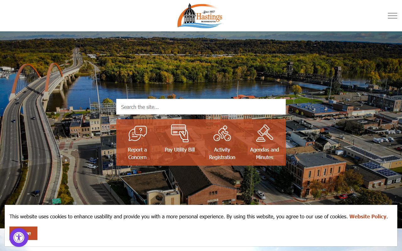 City of Hastings website for Hastings residents directory search