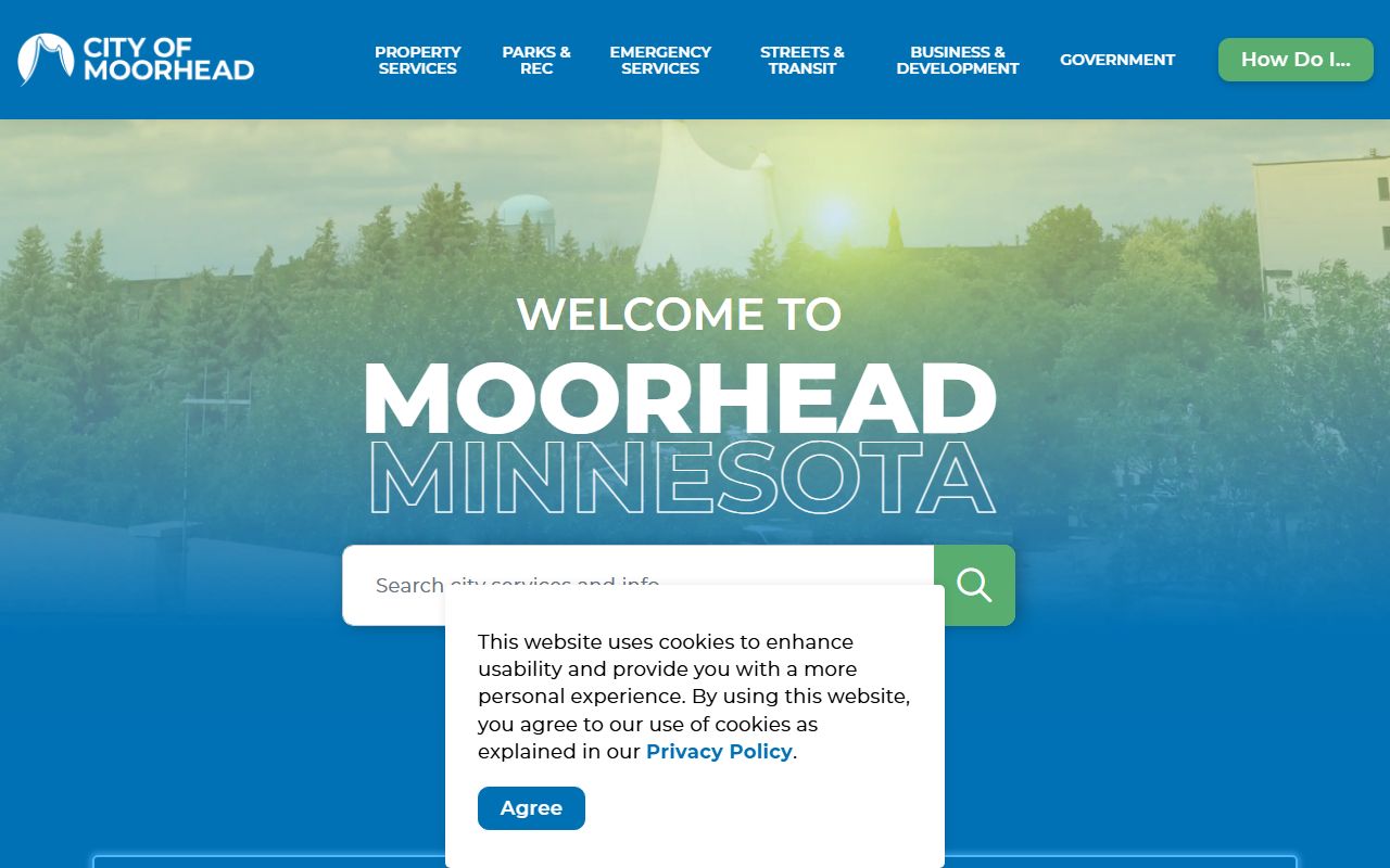City of Moorhead website for Moorhead residents directory