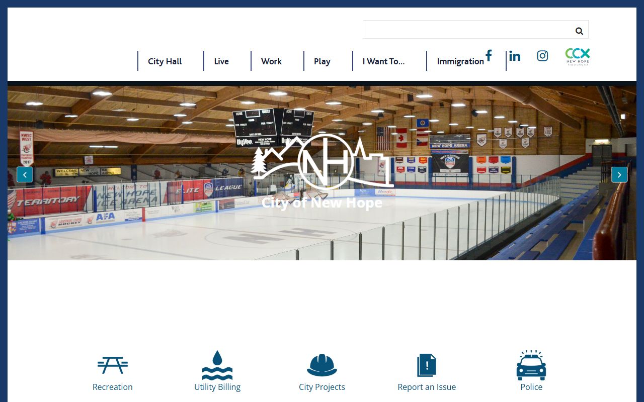 City of New Hope website for New Hope residents directory lookup