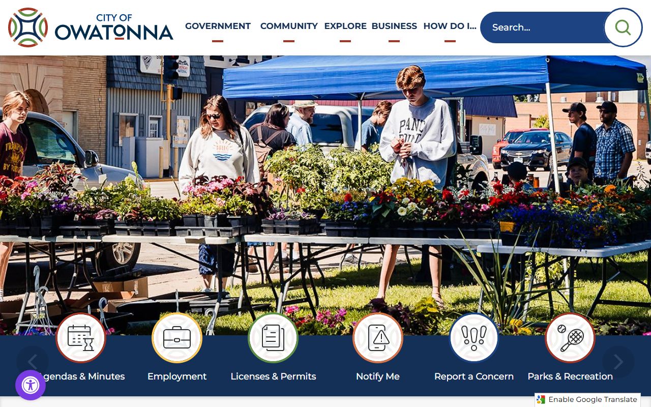 City of Owatonna website for Owatonna residents directory