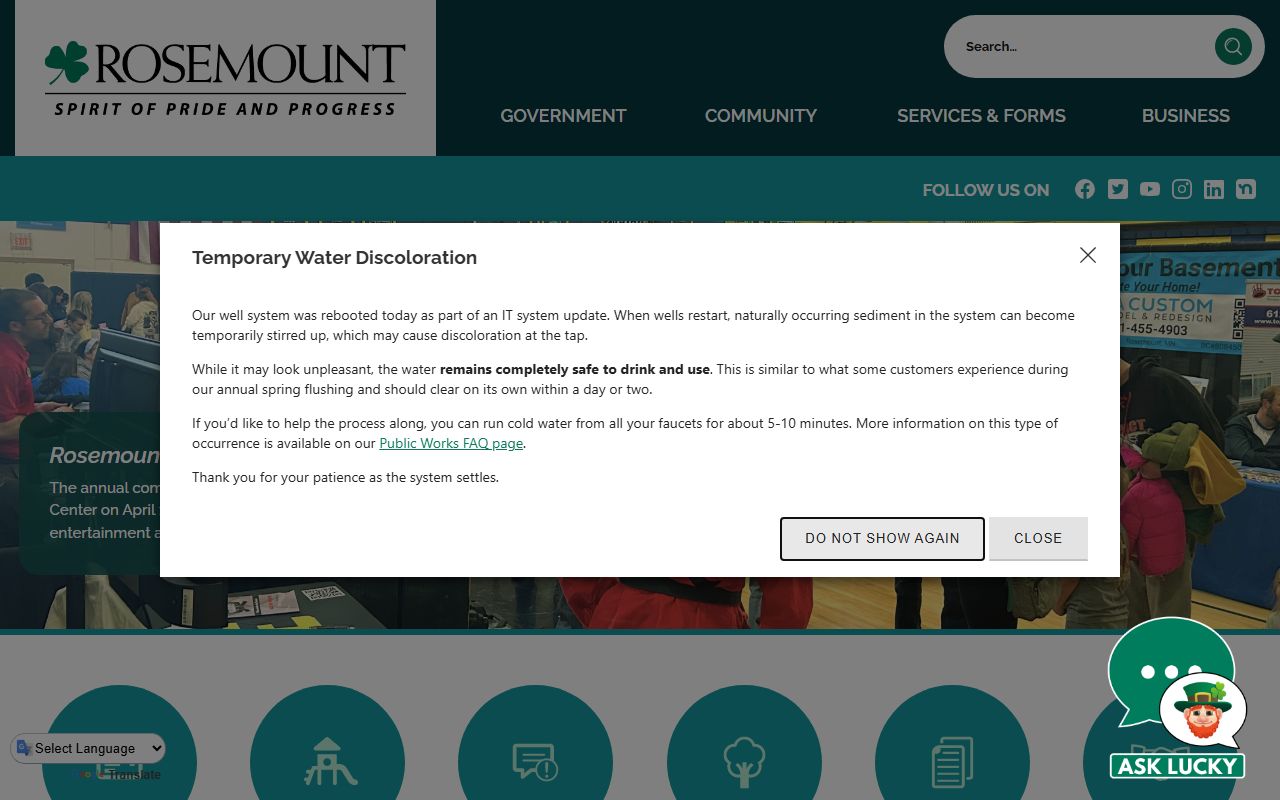 City of Rosemount website for Rosemount residents directory