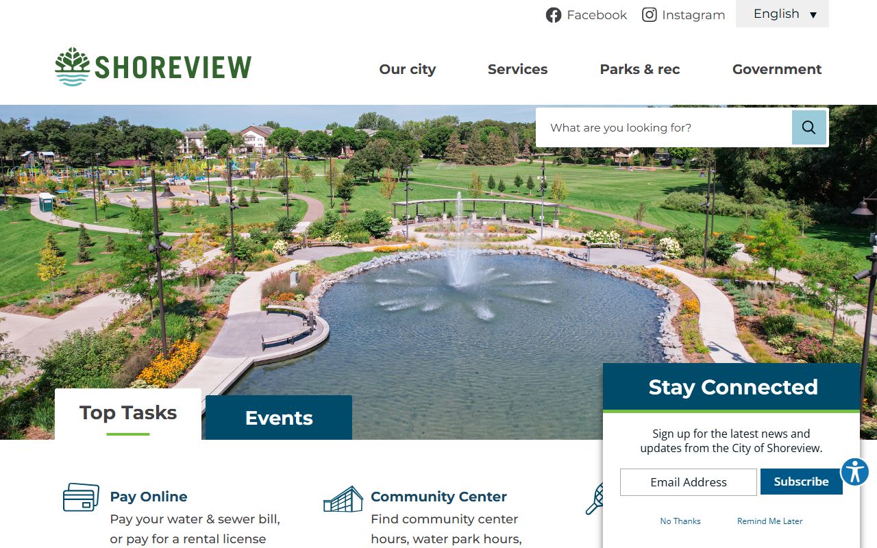City of Shoreview website for Shoreview residents directory searches