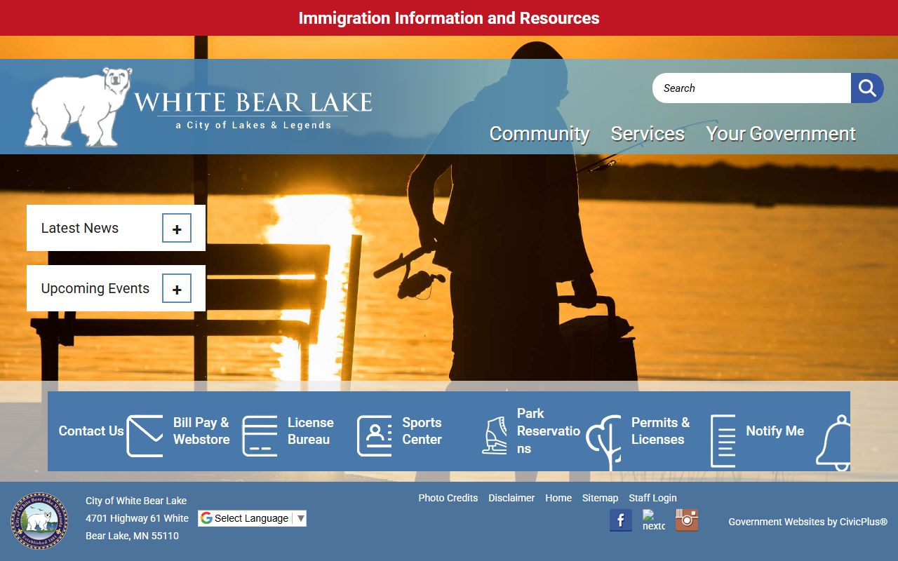 City of White Bear Lake website for residents directory lookup