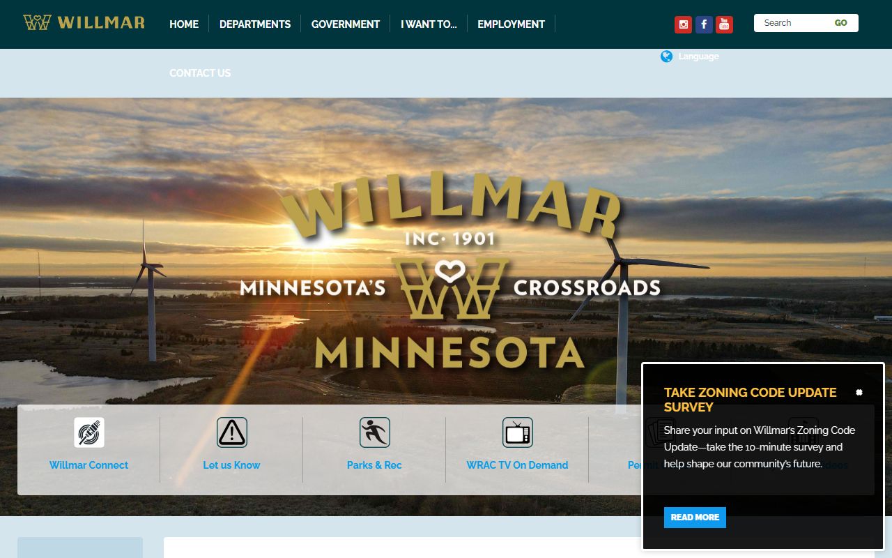 City of Willmar website for Willmar residents directory search
