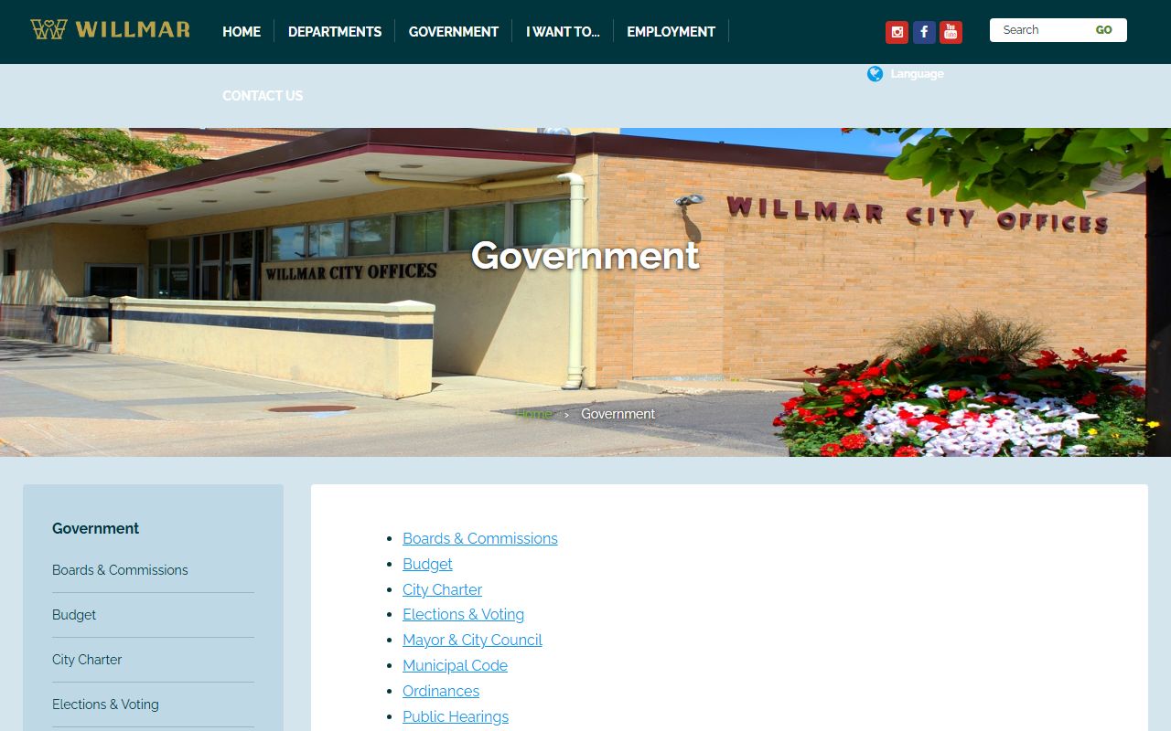 Willmar government services page for residents directory property lookup