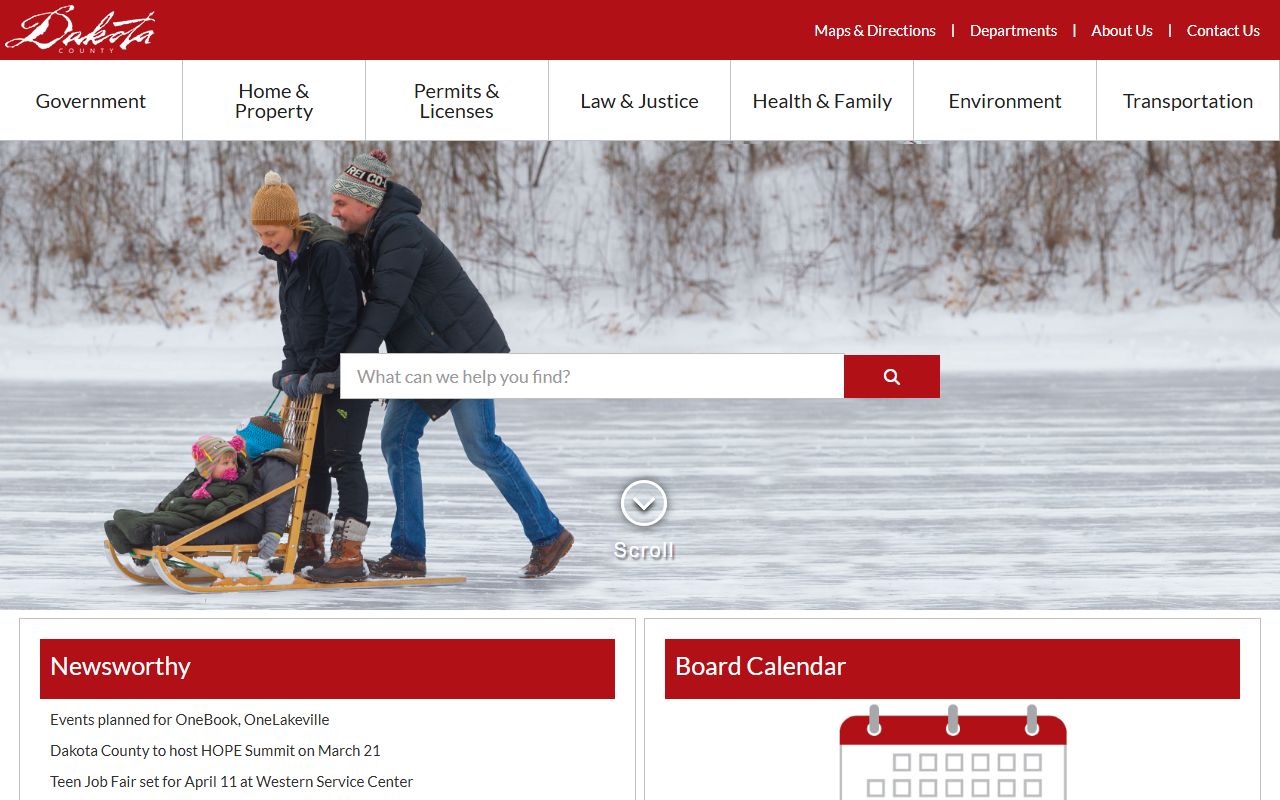 Dakota County homepage for residents directory and public services