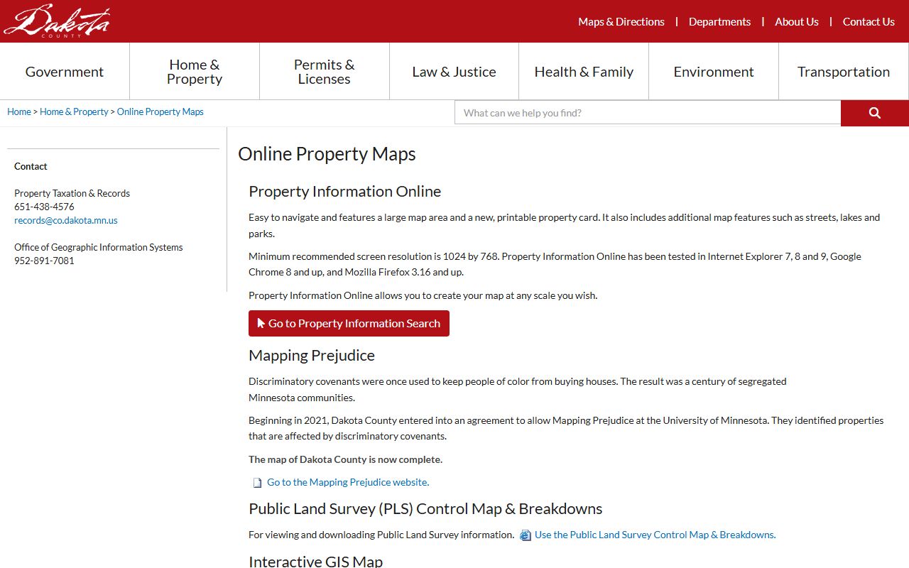 Dakota County property maps tool for residents directory parcel search