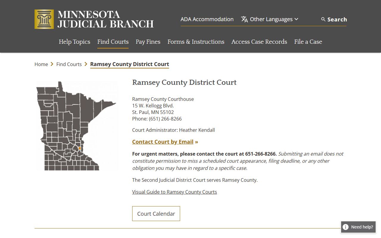 Ramsey County District Court residents directory search page