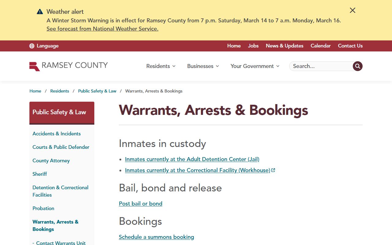 Ramsey County warrants and public safety residents directory