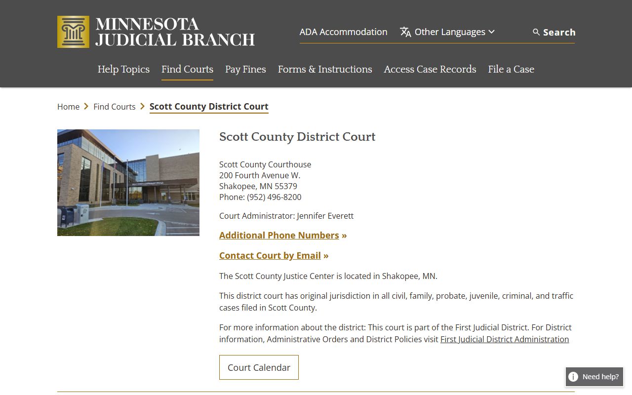 Scott County District Court for Prior Lake residents directory searches
