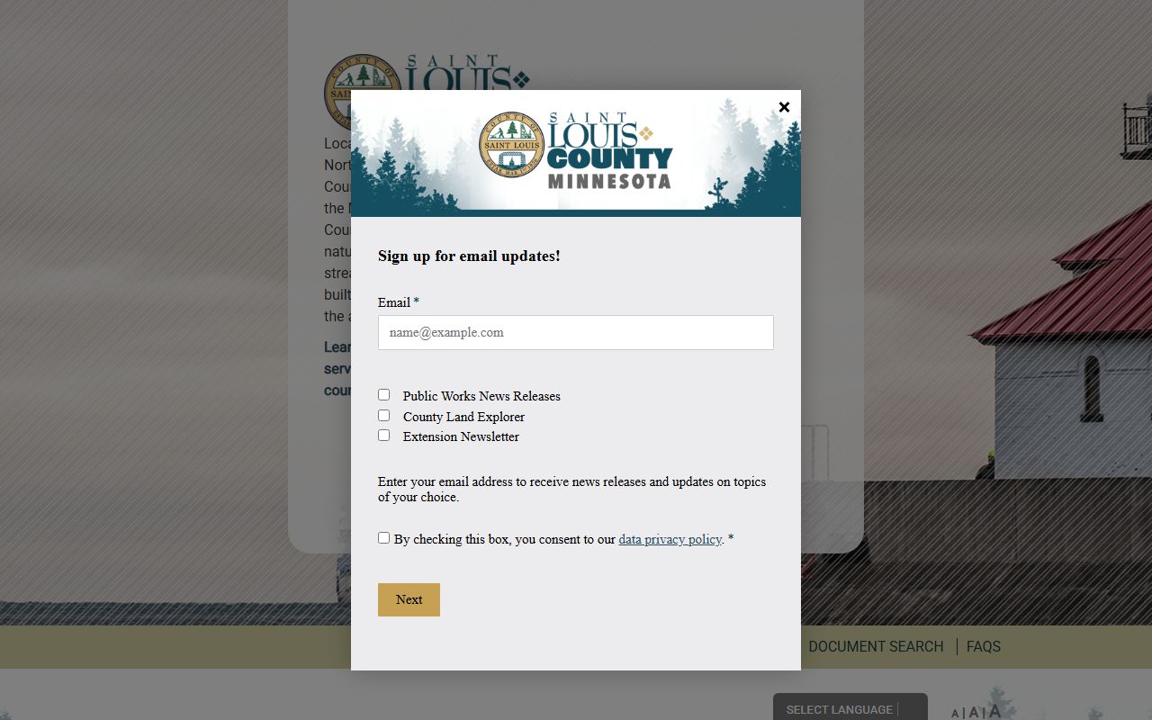 St. Louis County website for Duluth residents directory property search