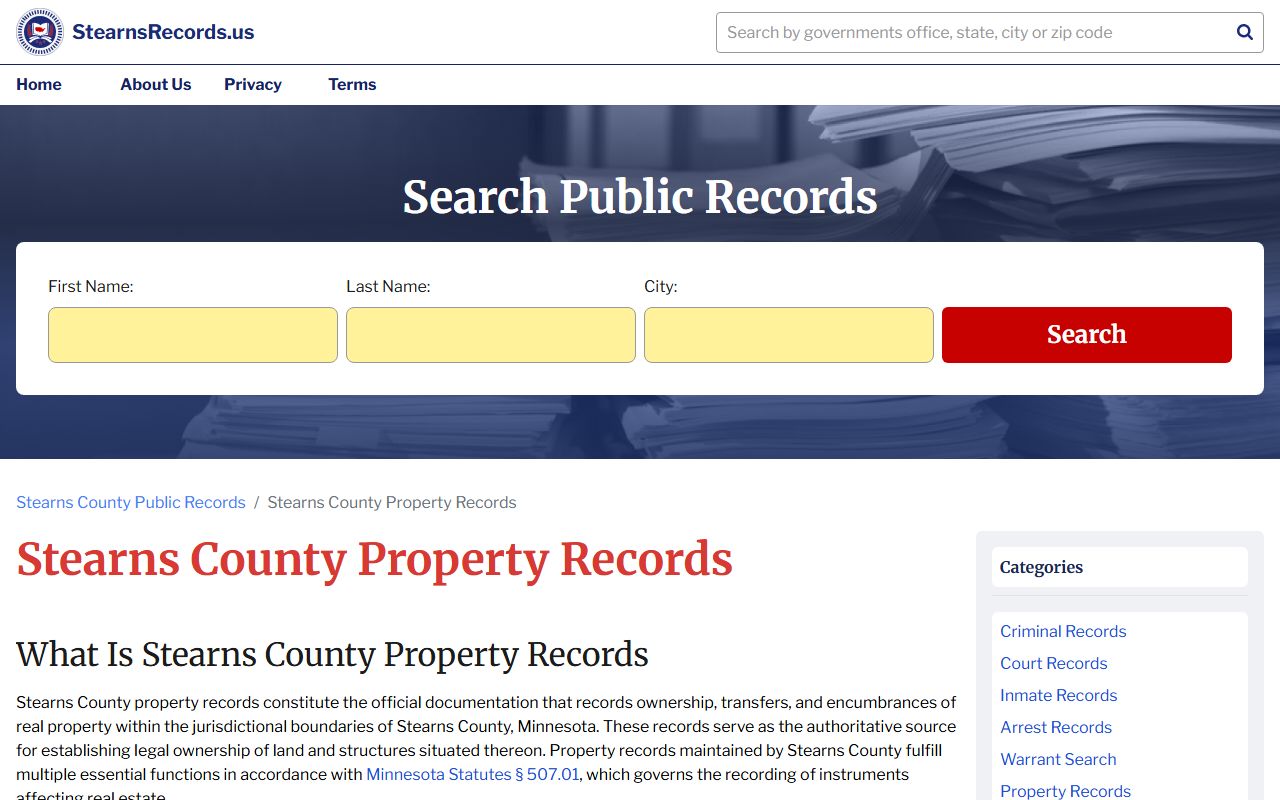 Stearns County property records search for residents directory