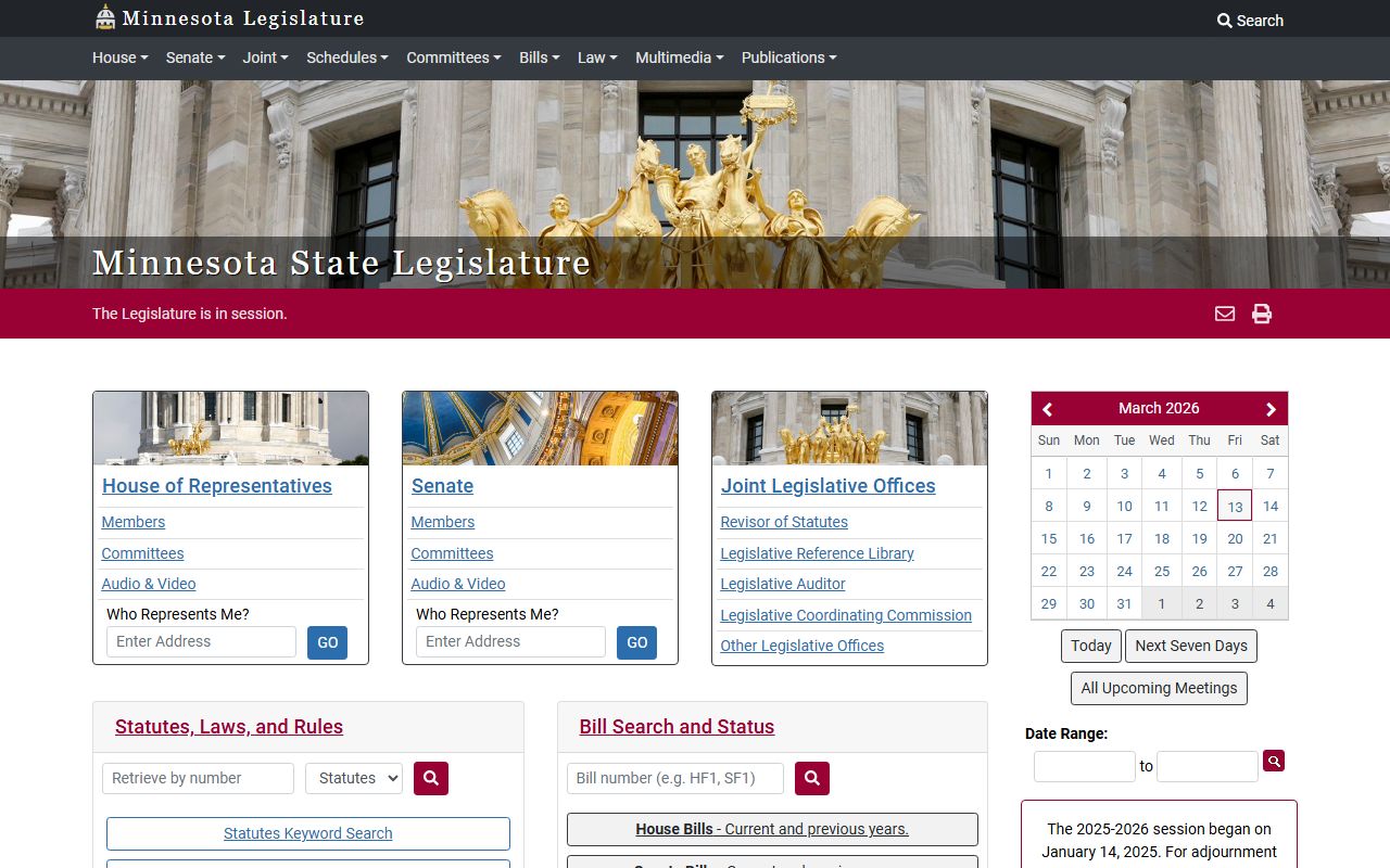 Minnesota Legislature statutes reference for Northfield residents directory